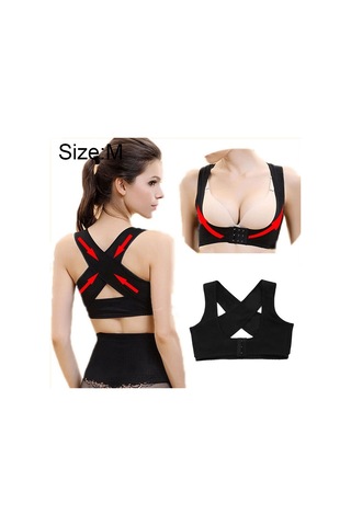 Kadınlar Ultraince Kifoz Düzeltme Omuz Desteği Sıkı Oturan Ortopedik Kemer, Boyut: M Siyah