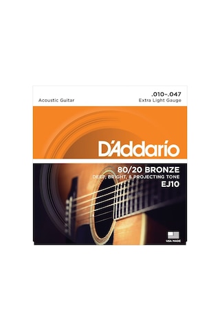 D'Addario EJ10 Akustik Tel Set Bronz Extra Light (.010)