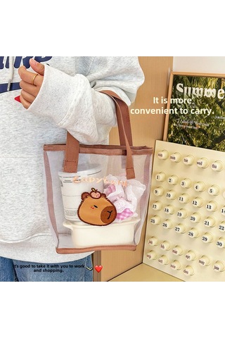 Springsun Cute Kapibara Desenli Ağ Çanta - Seyahat, Plaj Ve Dış Etkinlikler İçin Pratik Depolama Çantası