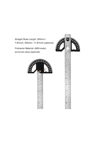 Moveevo Ahşap İşleri Manyetik Açı Ölçer 8" - 200mm Abs, Dereceli Çizgi Ve Uzunluk Ölçümü, Pim-dikme Özelliği, Ayrıştırılabilir Kombinasyon