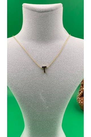 14k Altın Renginde T Harf Minimal Model Çelik Kadın Kolye Altın