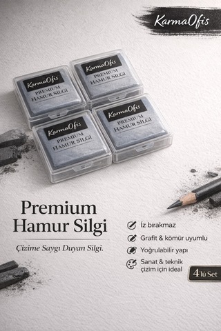 Premium Hamur Silgi 4 Lü Set İz Bırakmayan Yoğrulabilir Çizim Silgisi