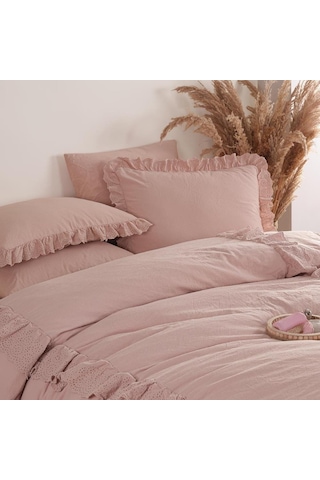 İyi Geceler İstanbul Romantica Brodeli Çift Kişilik Rose Renkli Nevresim Takımı Çok Renkli