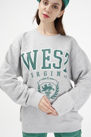 Brz Collection Unisex Oversize West Virginia Sweatshirt Gri