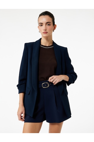 Koton Krep Kumaş Regular Fit Şal Yaka 3/4 Kollu Blazer Ceket Lacivert 6wak50014uw Lacivert