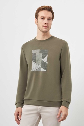 Morven Erkek Yeşil Trend Bisiklet Yaka Sweat-shirt 25ks063004700 Yeşil Yeşil