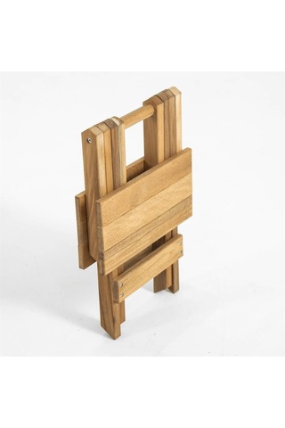 Flat Katlanır Ahşap Bahçe Takımı: Masa + Tabure Set Kahverengi