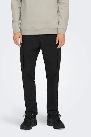 Only & Sons Erkek Onscommon Slim Fit Beli Lastikli Ve Bağlamalı Pamuklu Kargo Pantolon 22029750 Siyah Siyah