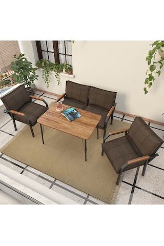 Mygusi Hayal Balkon, Bahçe, Cafe, Teras - Metal Kanepe Koltuk Takımı - 2+1+1 Masali Kahve