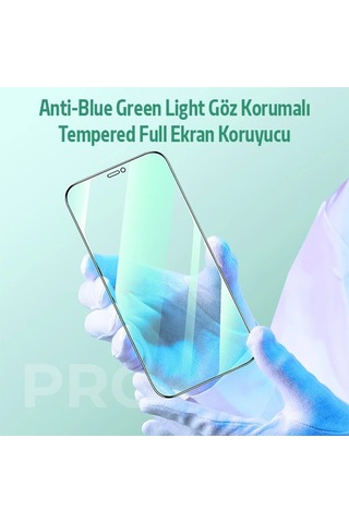 Ally iPhone Uyumlu 12 Pro Max Anti -blue Green Light Göz Korumalı Tempered Full Ekran Koruyucu- 5775