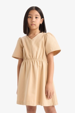 DeFacto Kız Çocuk Standart Fit V Yaka Gabardin Kısa Kollu Elbise E2645A825SMBG388 Bej