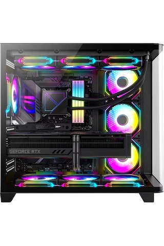 Dragos Ocean Curved Pro 750W 80+ Temperli Cam Atx Mid Tower Oyuncu Bilgisayar Kasası Siyah