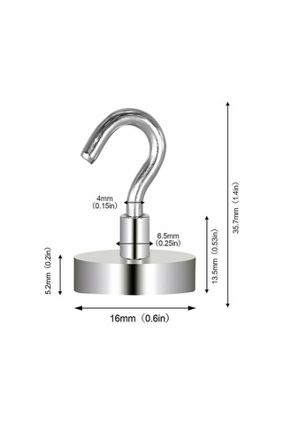 Manyetik Kancalar, Manyetik Kanca, Güçlü Mıknatıs Nodyme 5,5 Kg Çekme Kuvveti 6'lı Paket Zhuoxuan