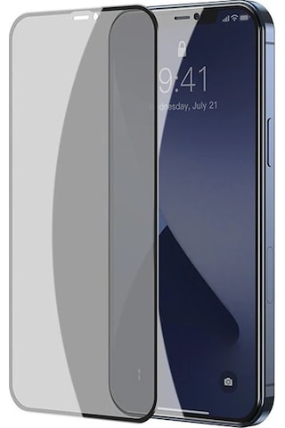 Baseus İphone 12/12 Pro 6.1 023mm Anti Spy Çerçeveli Tempered Cam Ekran Koruyucu 2 Adet Set- 5775