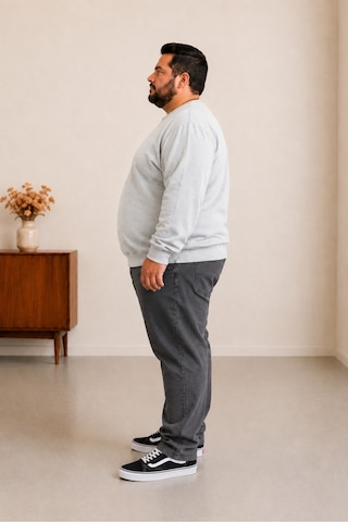 Sngl Tekstil Erkek Büyük Beden Oversize 3 İplik Uzun Kollu Sweatshirt 3xl-4xl-5xl-6xl-7xl-8xl-9xl Gri Melanj