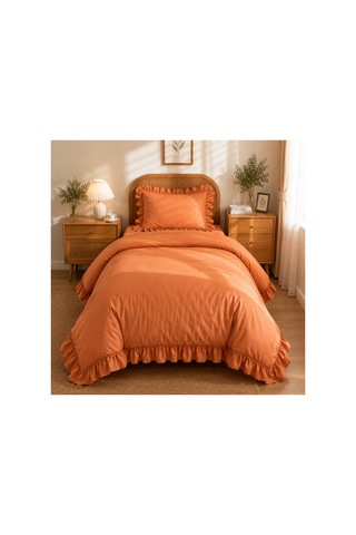 Fırfırlı Nevresim Takımı Light Cinnamon Tek Kişilik 2 Parça 160 X 220 Cm Açık Tarçın