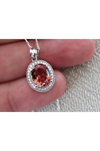 Gümüş Oval Zultanit Kadın Kolye