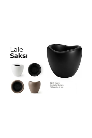 Omnipazar So-lle Lale Saksı Dekoratif Modern Plastik İç Kovalı 52 Litre Siyah