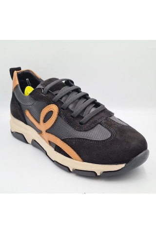 Mammamia D26ya-3575 Siyah Hakiki Deri Lastik Bağcıklı Kadın Günlük Casaul Sneaker Ayakkabı Siyah