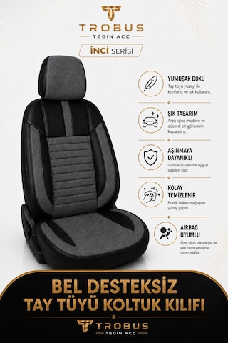 Toyota Hilüx 2006-2014 Uyumlu İnci Serisi Füme Siyah Oto Koltuk Kılıfı