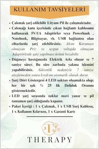 Therapy Smell, Lıghter Lüks Elektronik Mum Çakmağı / Altın / Hediye