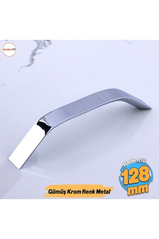 Şahin Krom Gümüş Metal Kulp 128 Mm 12.8 Cm Mobilya Çekmece Mutfak Dolabı Dolap Kulpları Kulbu Kulpu Krom