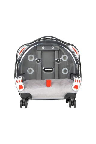 Gobypet Şeffaf Tekerlekli Kedi Köpek Taşıma Valizi Çekçekli Büyük Model Açık Gri
