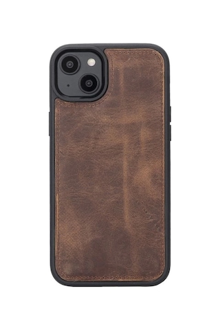 Apple iPhone 14 Plus Uyumlu Deri Cüzdanlı Kılıf Mwwn G2 Kahve Çok Renkli