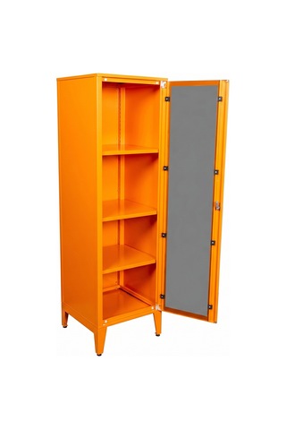 Alfafonet Ziglat Serisi Kilitli Metal Home Office Dolabı Cam Kapaklı Turuncu Ral 2004 450x1500x450 Mm