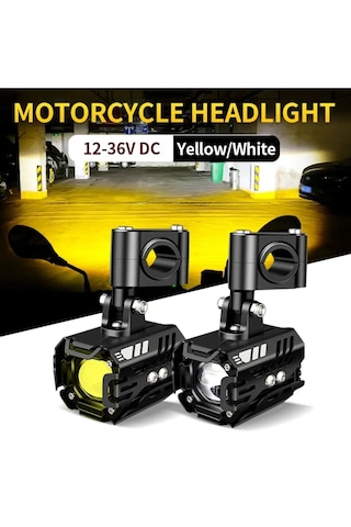 L150 High Power Motosiklet Çift Renk Sarı - Beyaz Sis Farı Takım