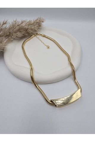 Vip Zara Model Kalın Zincir Plaka Kolye Altın