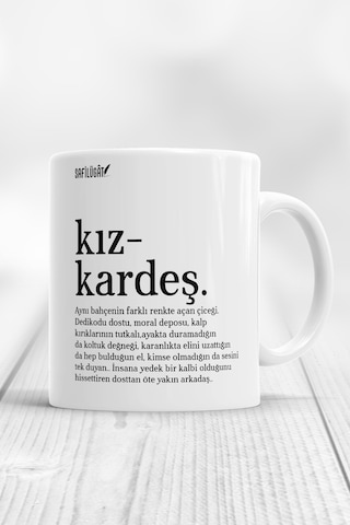 Kız Kardeş 3 Kupa Bardak Beyaz