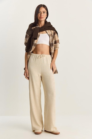 Shade Kadın Geniş Paça Krinkıl Örme Pantolon 4108 60283847 - Krem