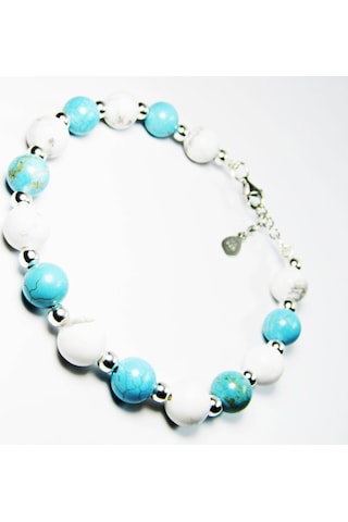 925 Ayar Gümüş Havlit ve Turkuaz Doğal Taşlı Kadın Bileklik