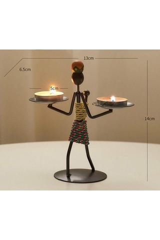 Sume Kadın Figürlü Metal Ferforje Tealight Mumluk Ev Dekoru Süs El Üstünde Mumluk Açık Altın