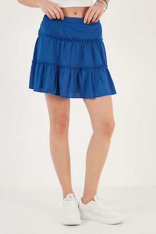 Lela Beli Lastikli Mini Bayan Şort Etek 5865038 Saks