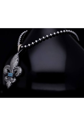 Vog Oksitli Fleur De Lis Zirconia Taşlı 925 Ayar Gümüş Sevgiliye Eşe Babaya Hediye Kolye