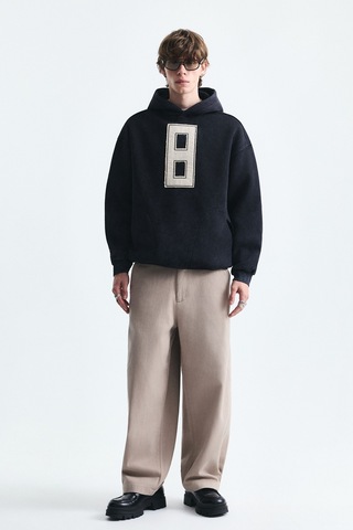 Vamos Numara Baskılı Oversize Sweatshirt Siyah
