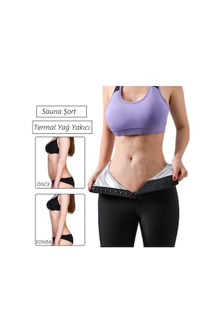 Mistirik Sauna-şort Model Yüksek Bel Agraflı Sauna Termal Toparlayıcı Ve Sıkılaştırıcı Korseli Şort Siyah