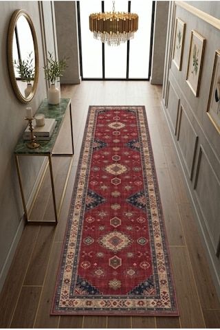 Yolluk Halı Kaymaz Taban Yıkanabilir Leke Tutmaz Kilim Özel Ölçü Koridor Halısı 3028 Çok Renkli