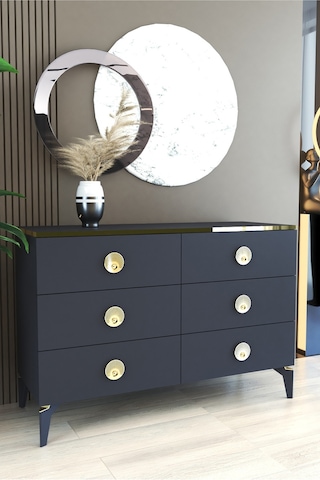 Tocco 1053 İpek 6 Çekmeceli 120 Cm Mega Şifonyer-antrasit