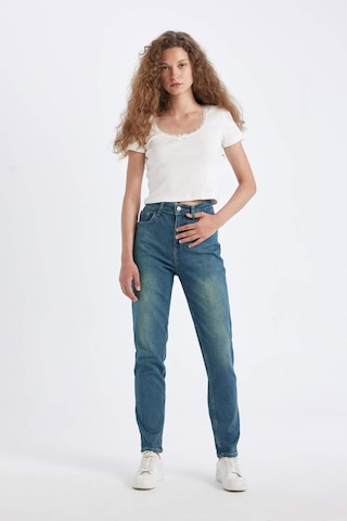 Defacto Comfort Mom Yüksek Bel Uzun Jean Yıkamalı Pantolon D4302AX24AUNM28 Mavi