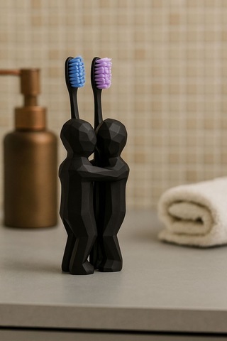 3d Hediye Çiftler İçin Diş Fırçalığı Minimalist Banyo Aksesuarı Geri Dönüştürülmüş Pla 13 X 9 Cm