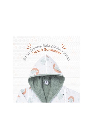 Gezenbebe Hero Desenli Müslin Ve Havlu Bebek Çocuk Bornozu Elephant