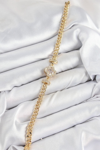 Pirinç Zirkon Taşlı Yonca Model Gold Renk Kadın Bileklik - Tj-bb7537 Diğer