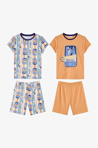 Penti Açık Turuncu Erkek Çocuk Sharkines Pamuklu 2li Pijama Takımı Rg81