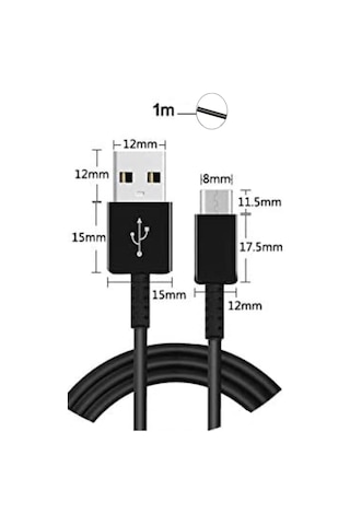 Type-C Data ve Hızlı Şarj Kablosu 1 Metre 2.4 Amper - Siyah