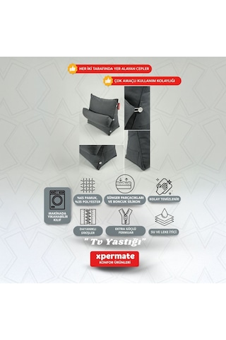 Xpermate Sırt, Bel, Boyun Destekli TV Okuma Yastığı Ameliyat Sonrası Antrasit