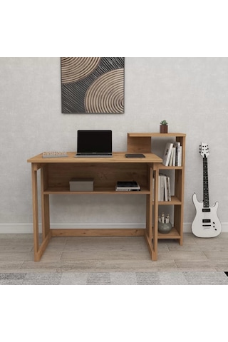 Reyo Home Enda Saye 5 Raflı Kitaplıklı Çalışma Masası Atlantikçam Atlantik Çam
