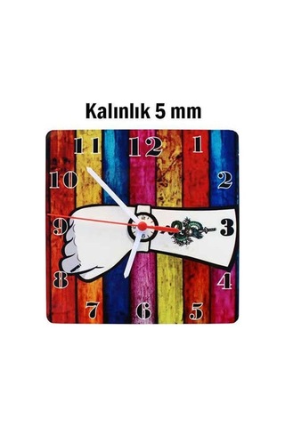 Sublimasyon Hdf Kare Saat 19x19 Cm Çok Renkli